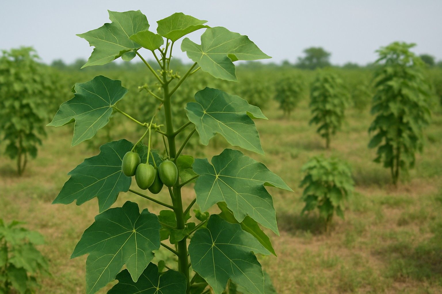 Jatropha plant with seed pods used for biodiesel production