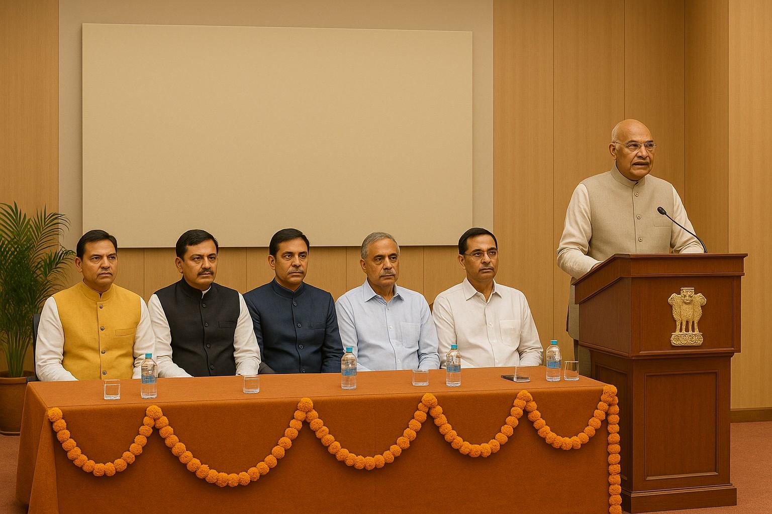Government officials participating in Hindi Diwas ceremony