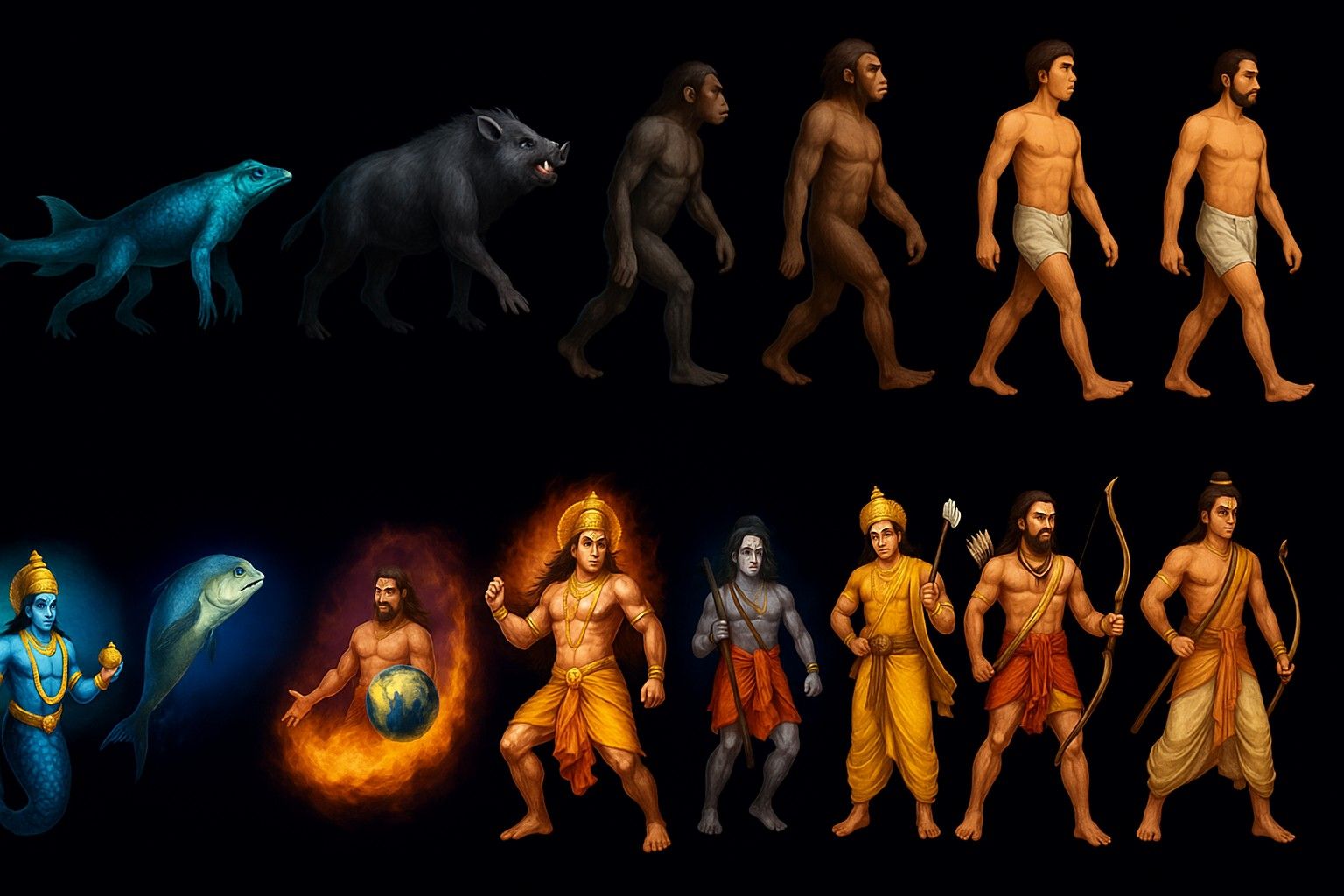 LORD VISHNU DASHAVATAR AND DARWIN EVOLUTION THEORY OF HUMAN SPECIES